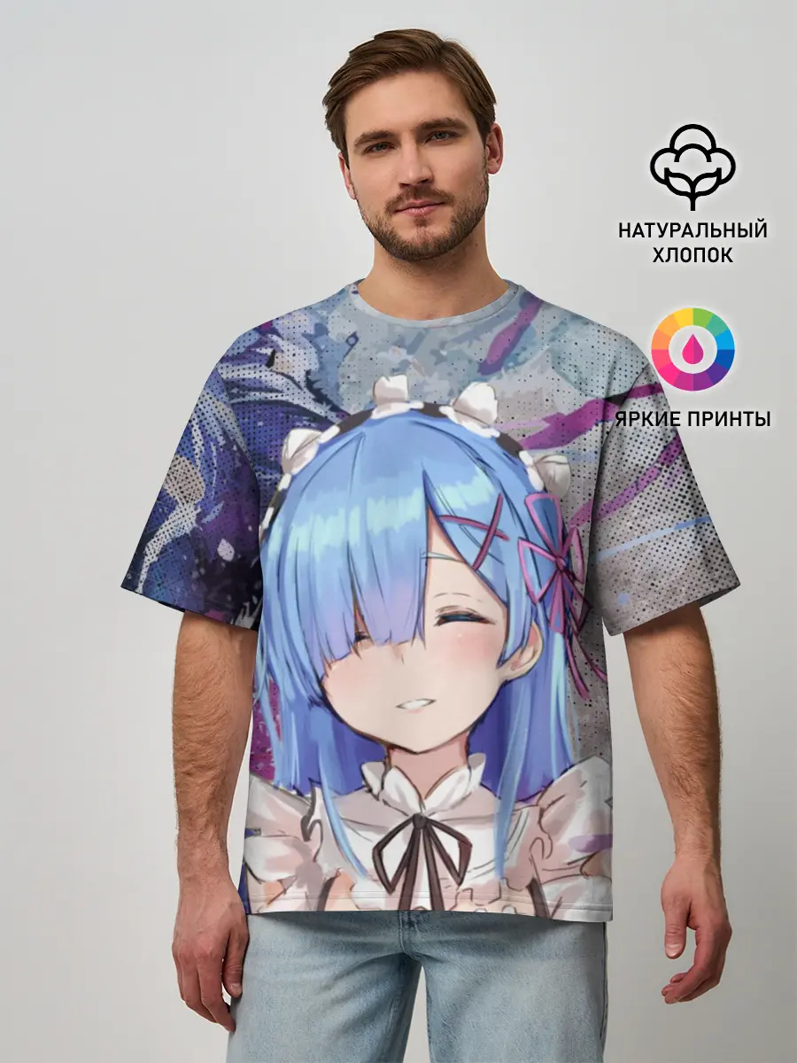 Мужская футболка оверсайз / Re: Zero. Жизнь с нуля