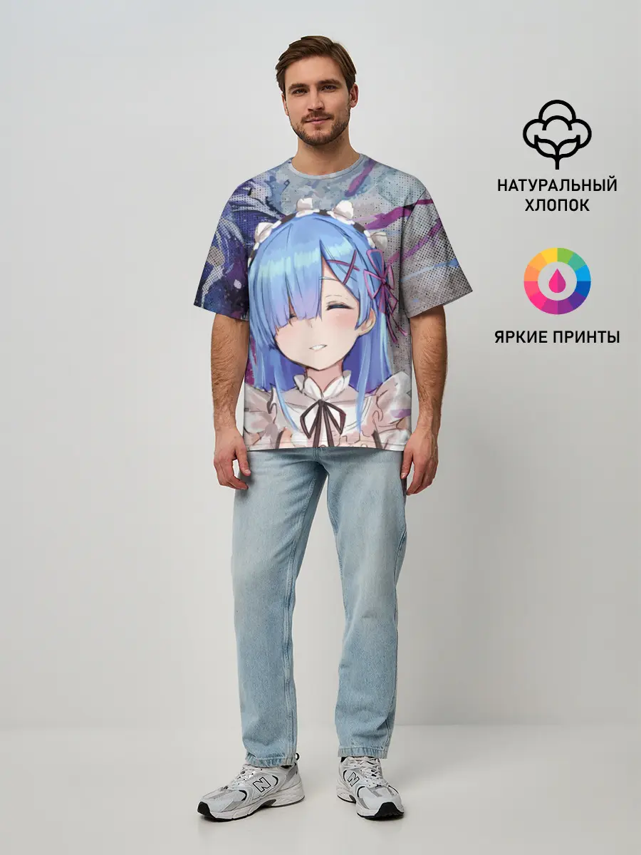Мужская футболка оверсайз / Re: Zero. Жизнь с нуля