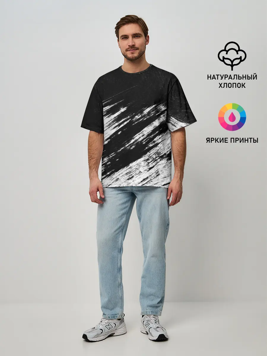 Мужская футболка оверсайз / abstraction black&white