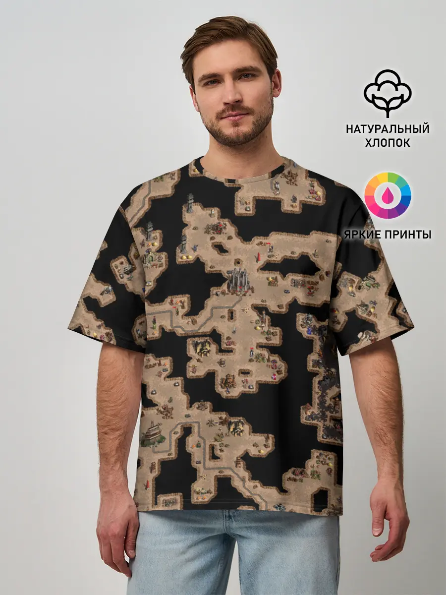 Мужская футболка оверсайз / Heroes III Dungeon Map