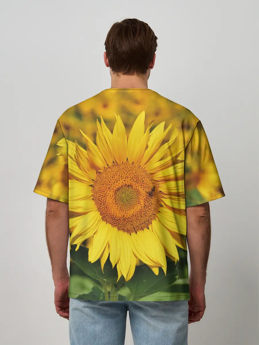Мужская футболка оверсайз / Подсолнух