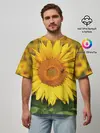 Мужская футболка оверсайз / Подсолнух