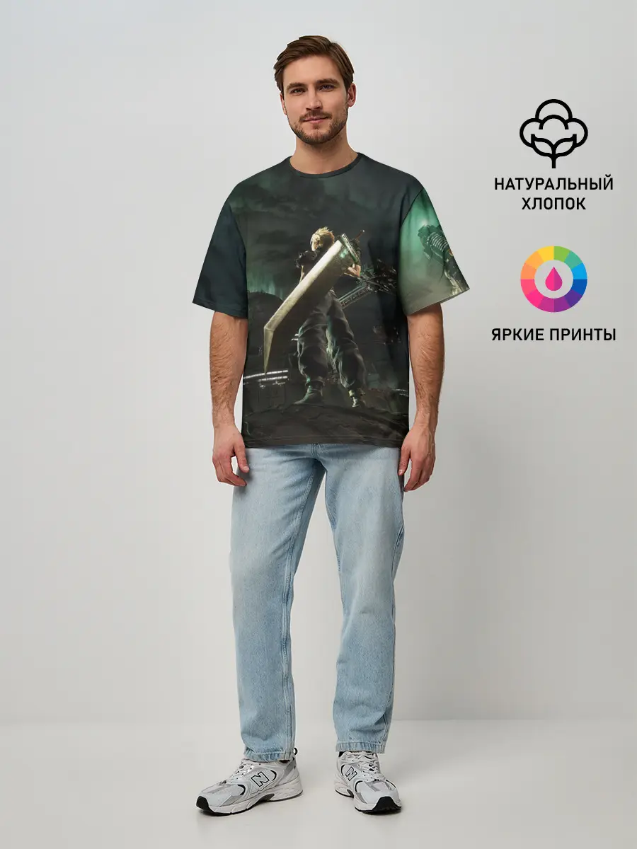 Мужская футболка оверсайз / Клауд Страйф FF7