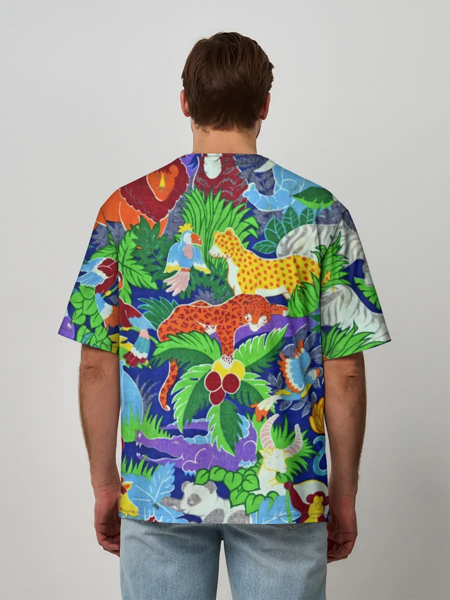 Мужская футболка оверсайз / Текстура Холст | Сафари