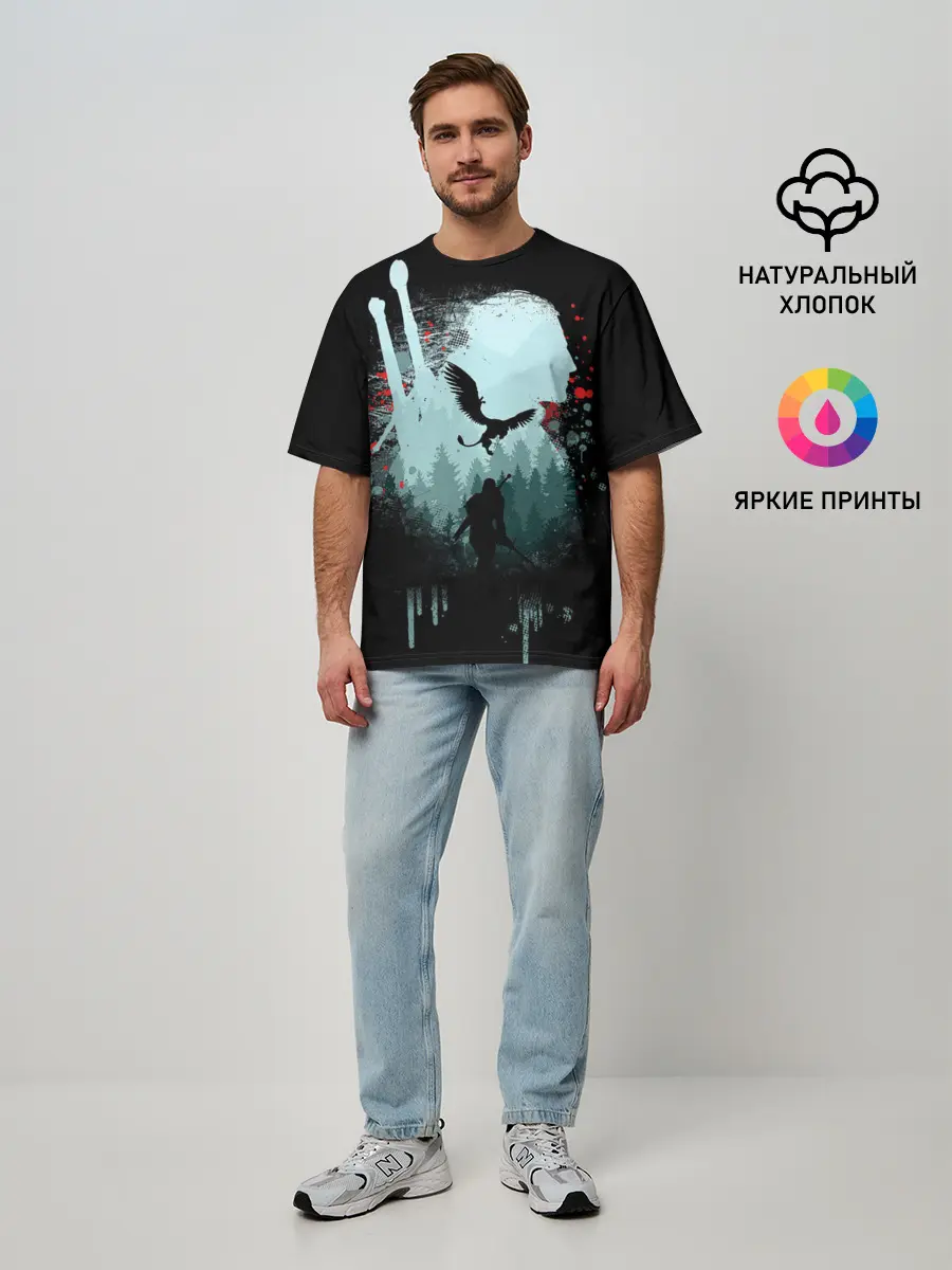 Мужская футболка оверсайз / Ведьмак 3: Дикая Охота