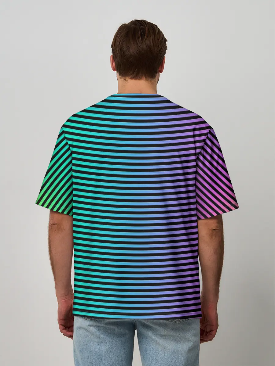 Мужская футболка оверсайз / В ЦВЕТНУЮ ПОЛОСКУ