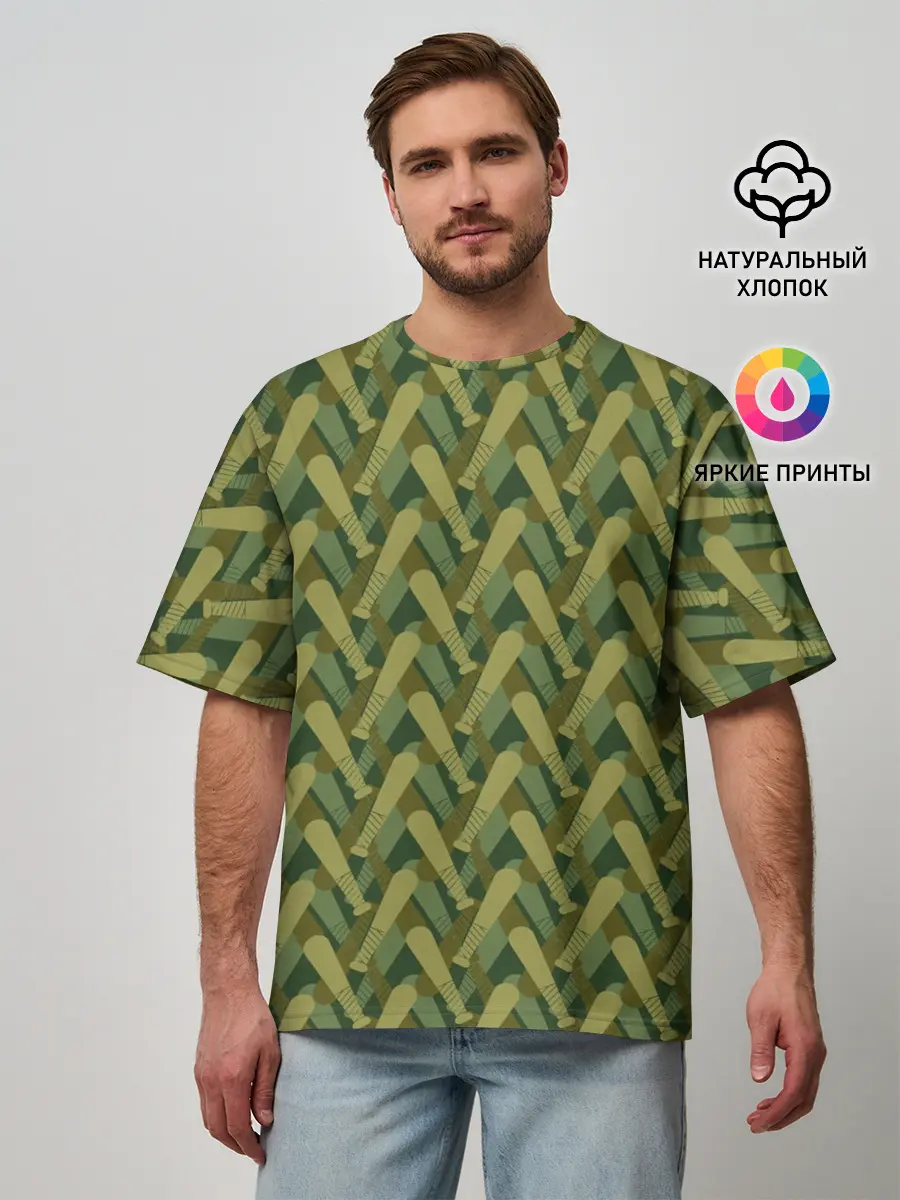 Мужская футболка оверсайз / Бейсбольные Биты