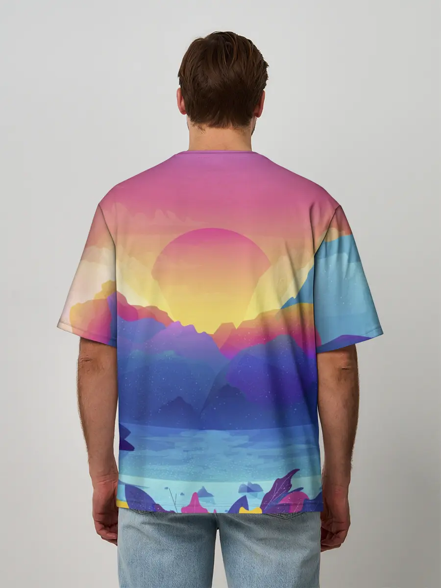 Мужская футболка оверсайз / Красочные Горы