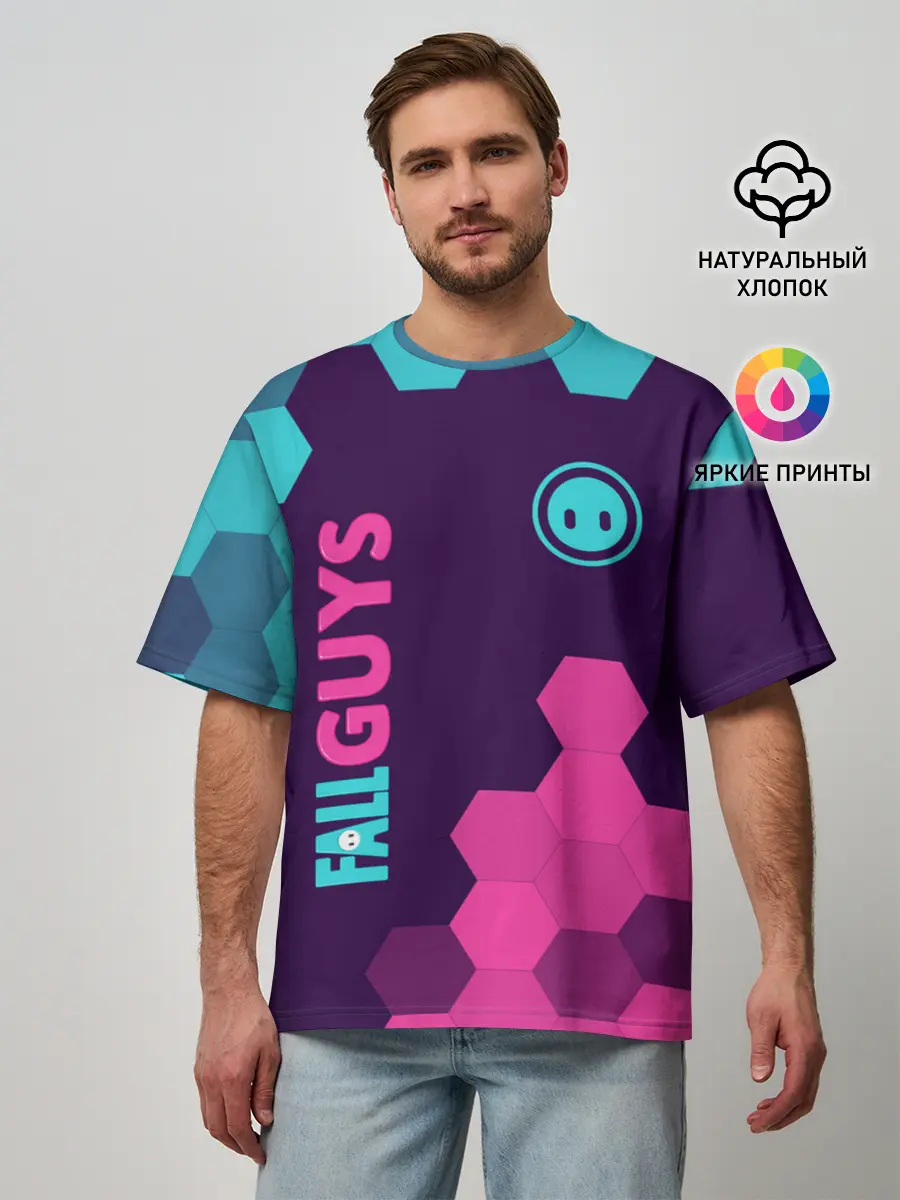 Мужская футболка оверсайз / FALL GUYS / ФОЛ ГАЙС