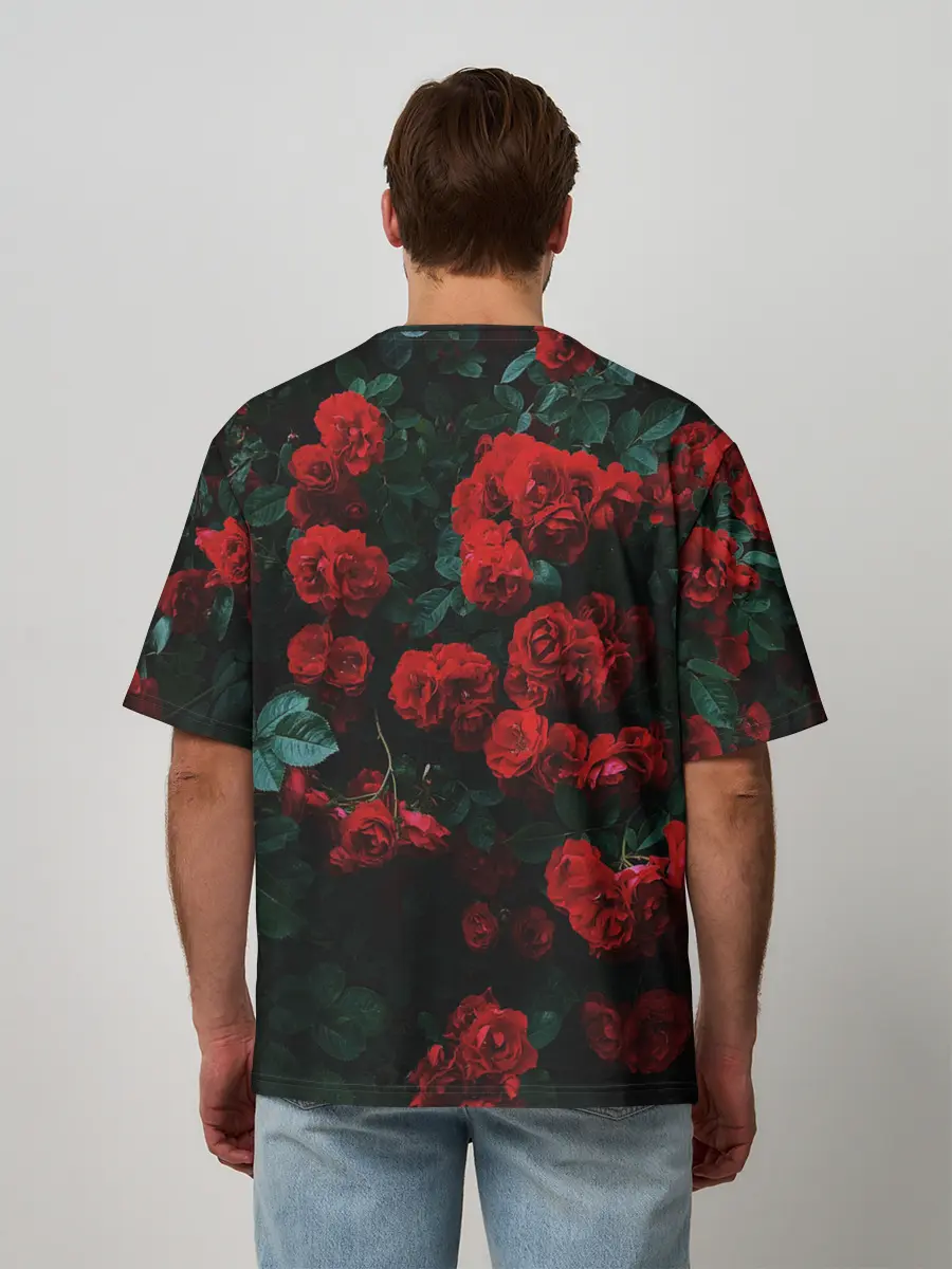 Мужская футболка оверсайз / Розы