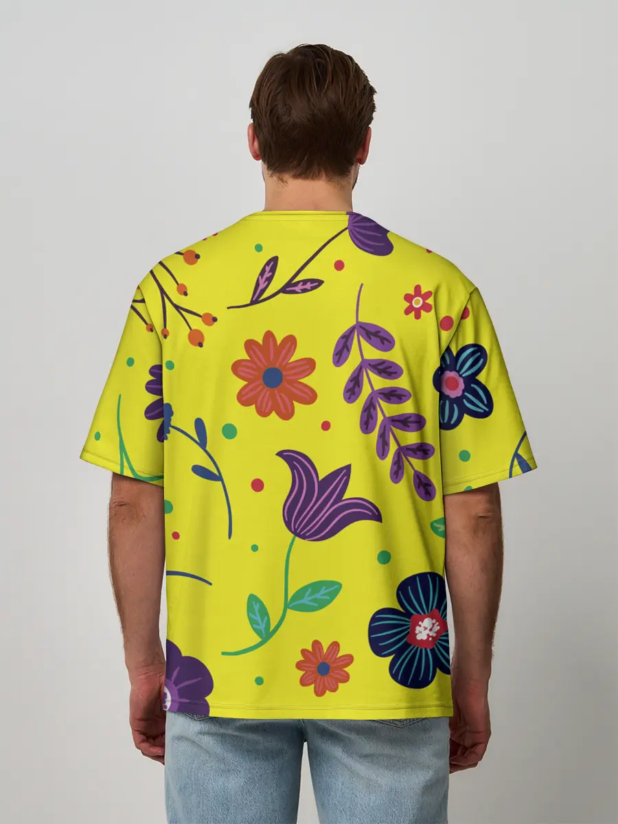 Мужская футболка оверсайз / Цветочный микс