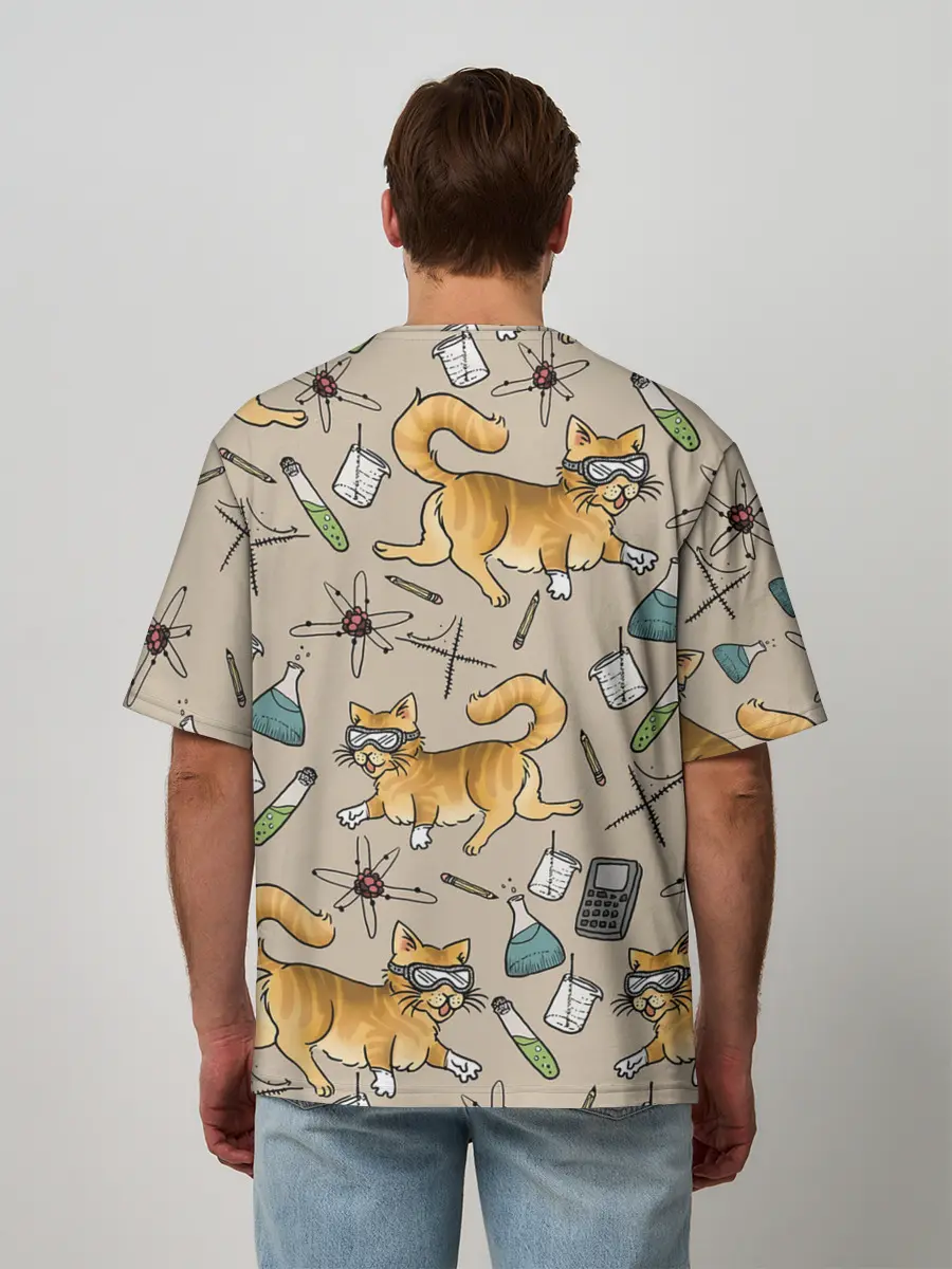 Мужская футболка оверсайз / Котики и колбы