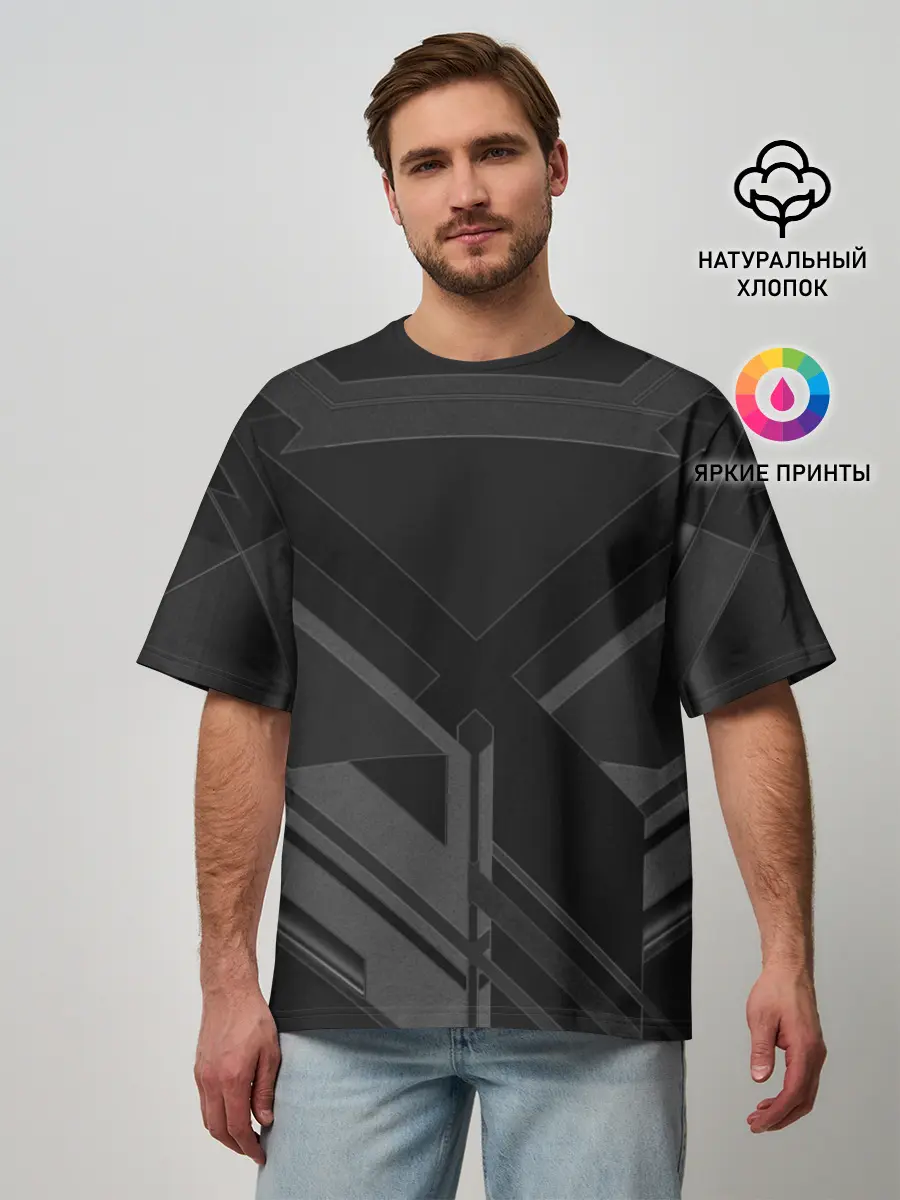 Мужская футболка оверсайз / Хромированная Сталь