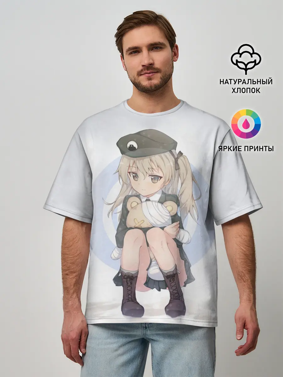Мужская футболка оверсайз / Girls und Panzer
