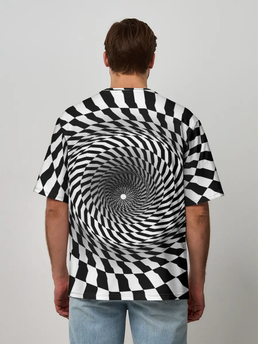 Мужская футболка оверсайз / Оптические квадраты