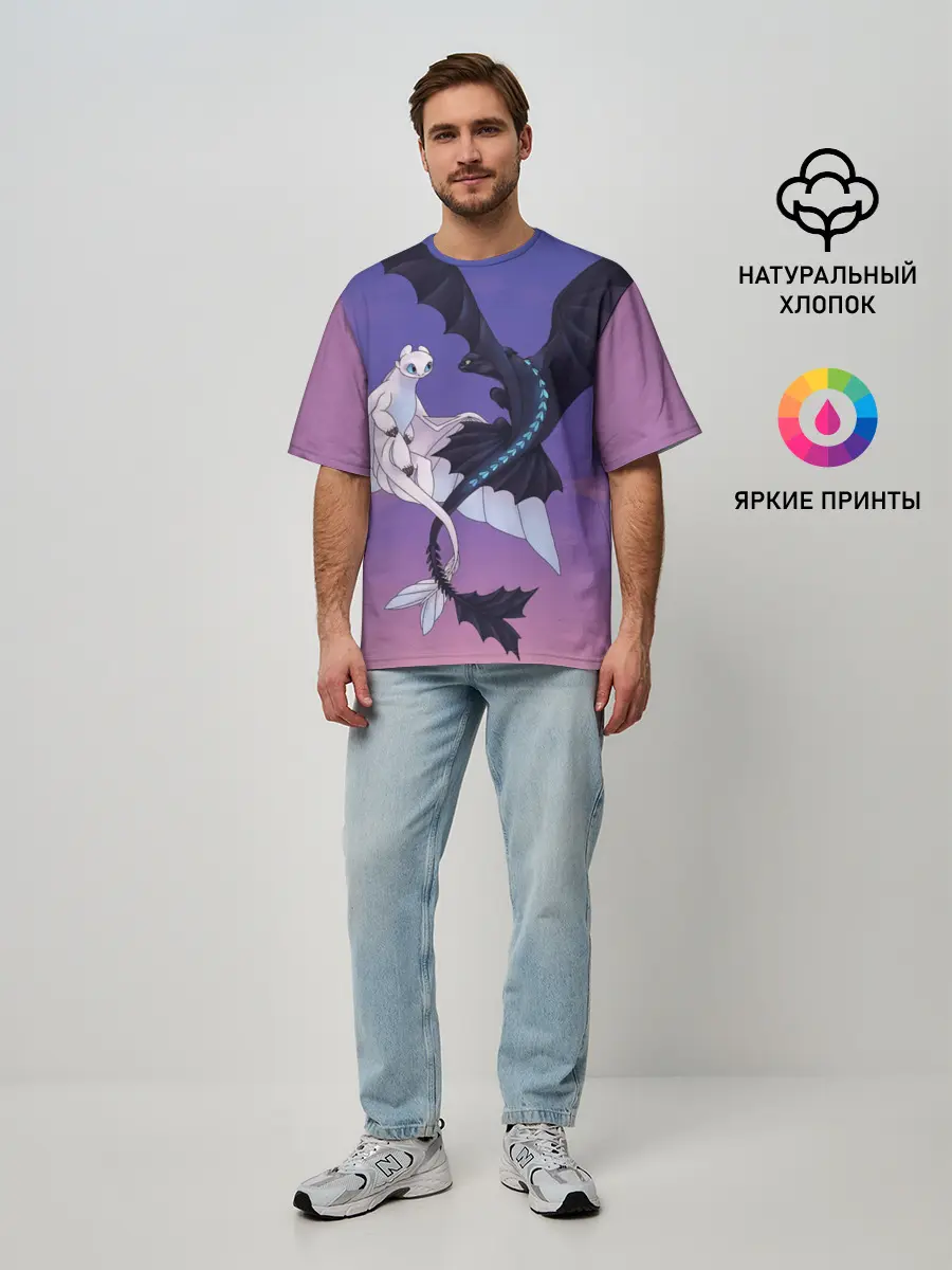 Мужская футболка оверсайз / ночная фурия