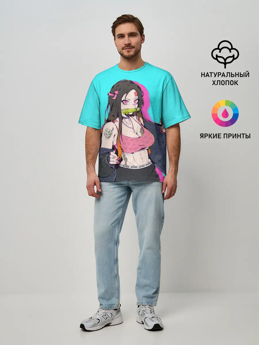 Мужская футболка оверсайз / Стильная Нэезуко