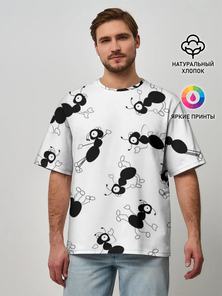 Мужская футболка оверсайз / Муравьи