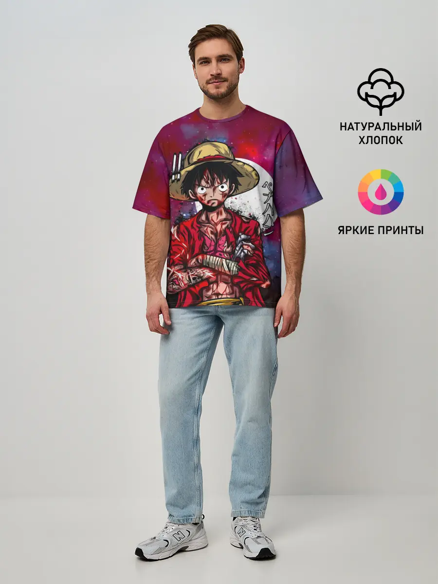Мужская футболка оверсайз / Луффи One Piece. Большой куш