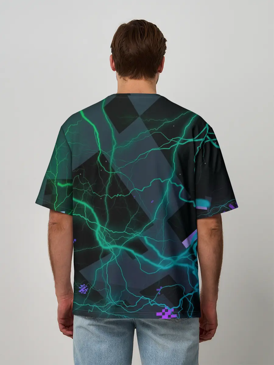 Мужская футболка оверсайз / Молнии Майнкрафт