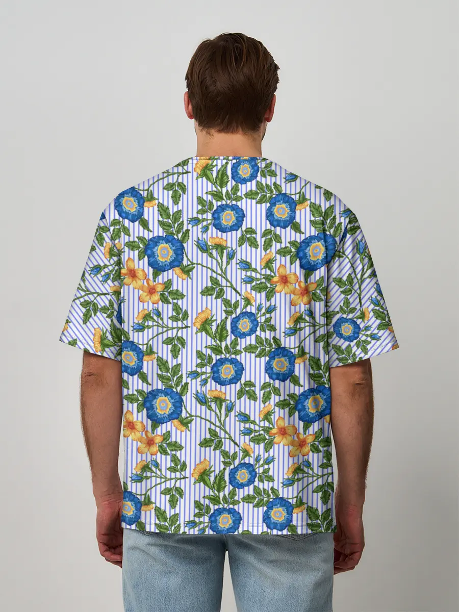 Мужская футболка оверсайз / Цветочки