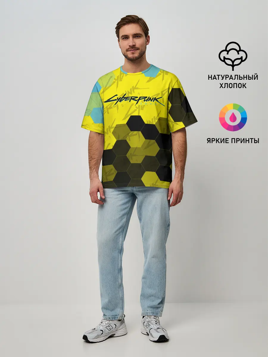 Мужская футболка оверсайз / CYBERPUNK 2077 / Киберпанк