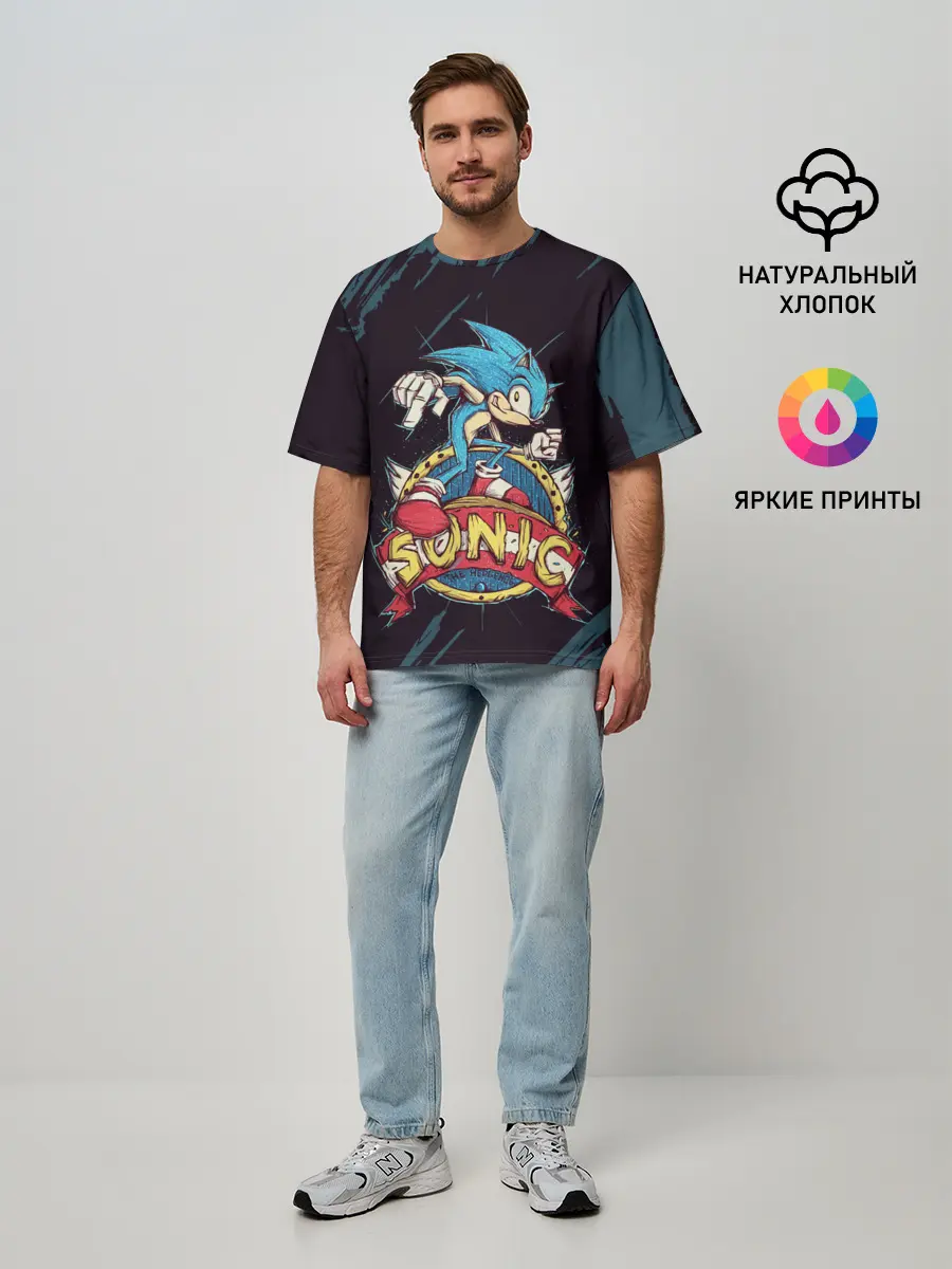 Мужская футболка оверсайз / SONIC | СОНИК