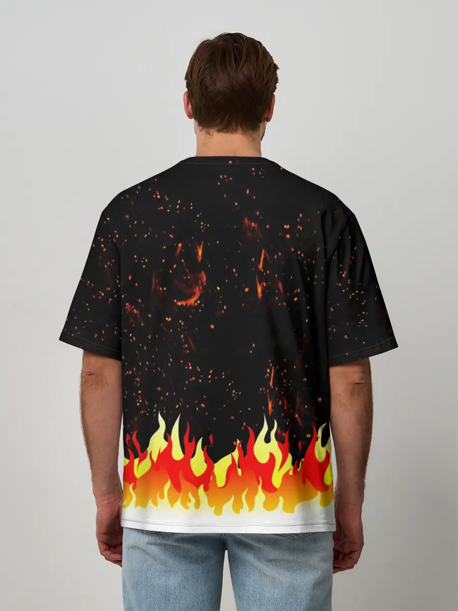 Мужская футболка оверсайз / Пылающий Череп