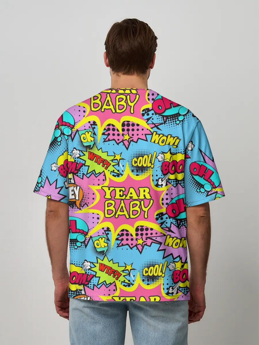 Мужская футболка оверсайз / Year baby Pop art print