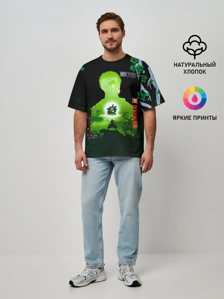 Мужская футболка оверсайз / Зоро One Piece. Большой куш