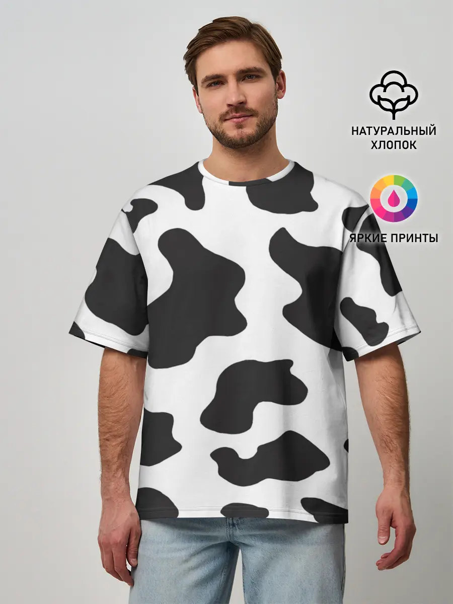 Мужская футболка оверсайз / COW PRINT