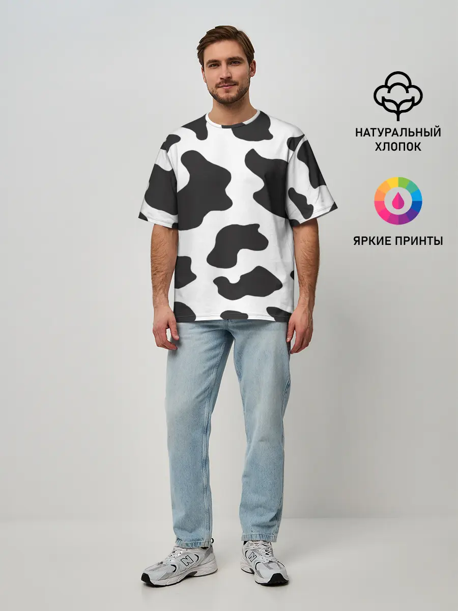 Мужская футболка оверсайз / COW PRINT