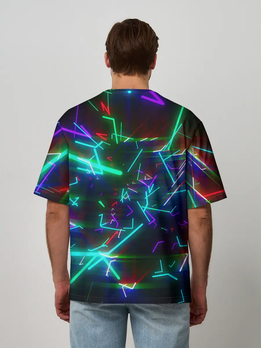 Мужская футболка оверсайз / Неоновая ведьма с волком