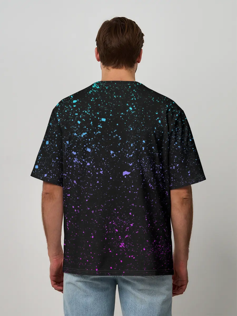 Мужская футболка оверсайз / Star Platina на черном брызги