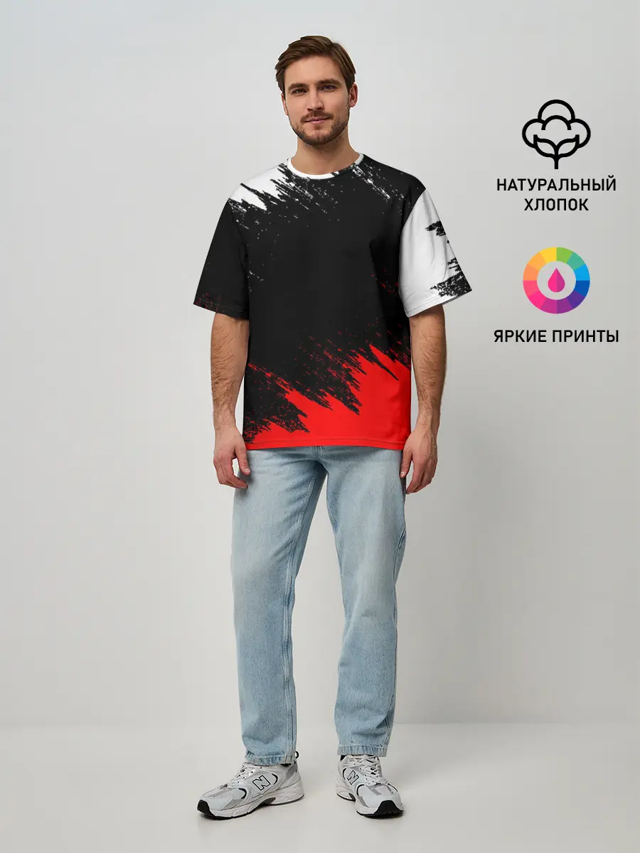 Мужская футболка оверсайз / БРЫЗГИ КРАСОК
