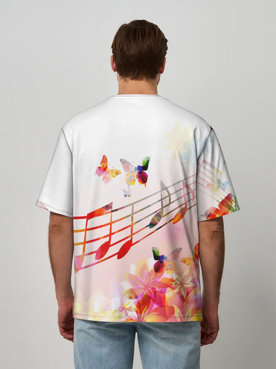 Мужская футболка оверсайз / Ноты весна