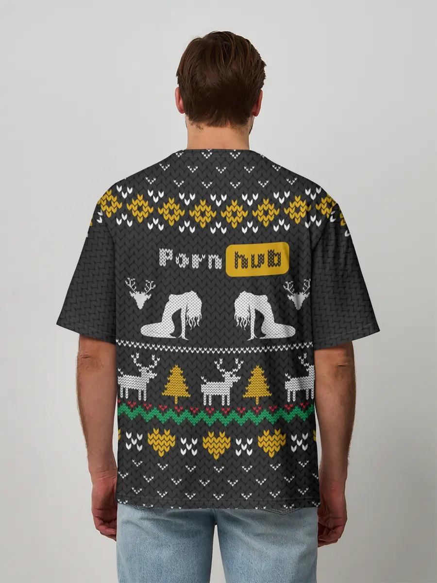 Мужская футболка оверсайз / Pornhub свитер с оленями