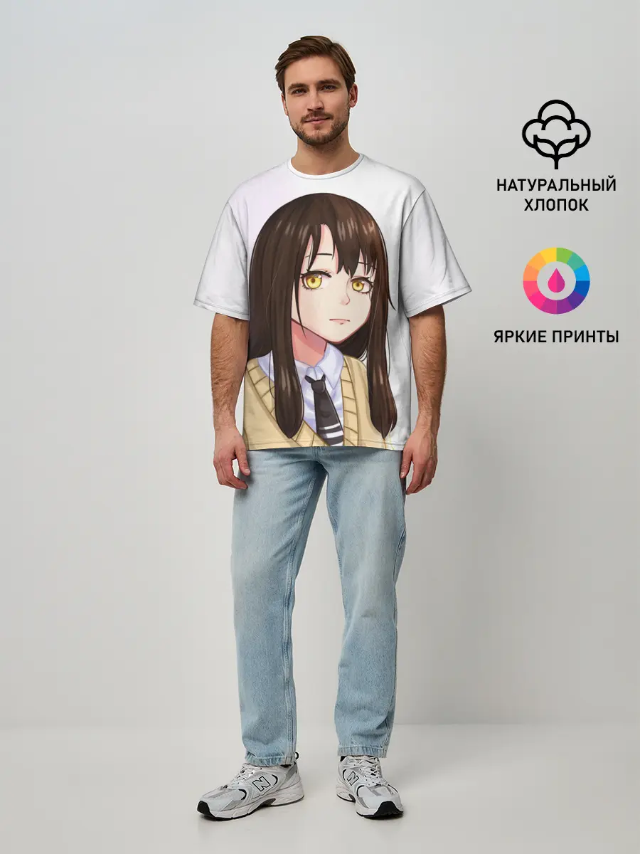 Мужская футболка оверсайз / Девочка, которая видит это Мико Ёцуя