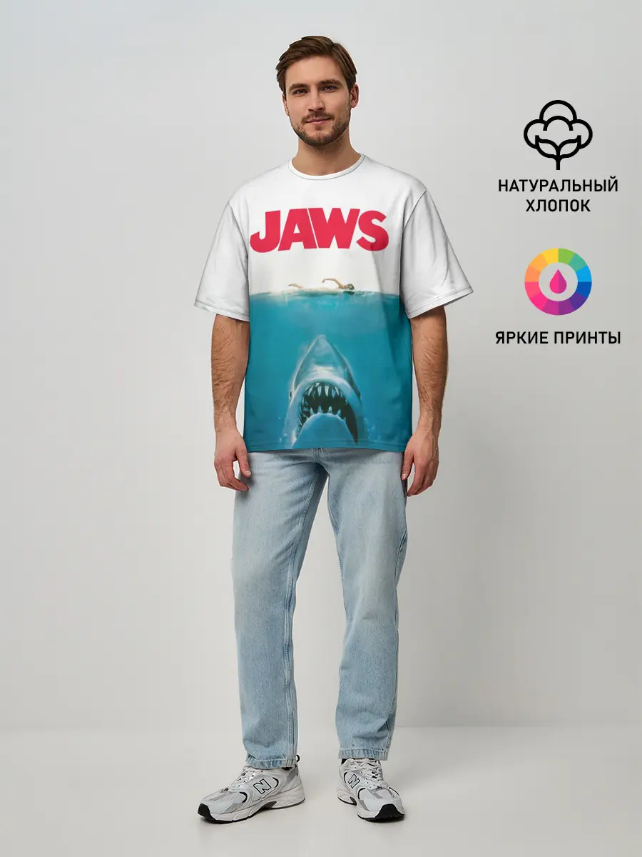 Мужская футболка оверсайз / Jaws 1975
