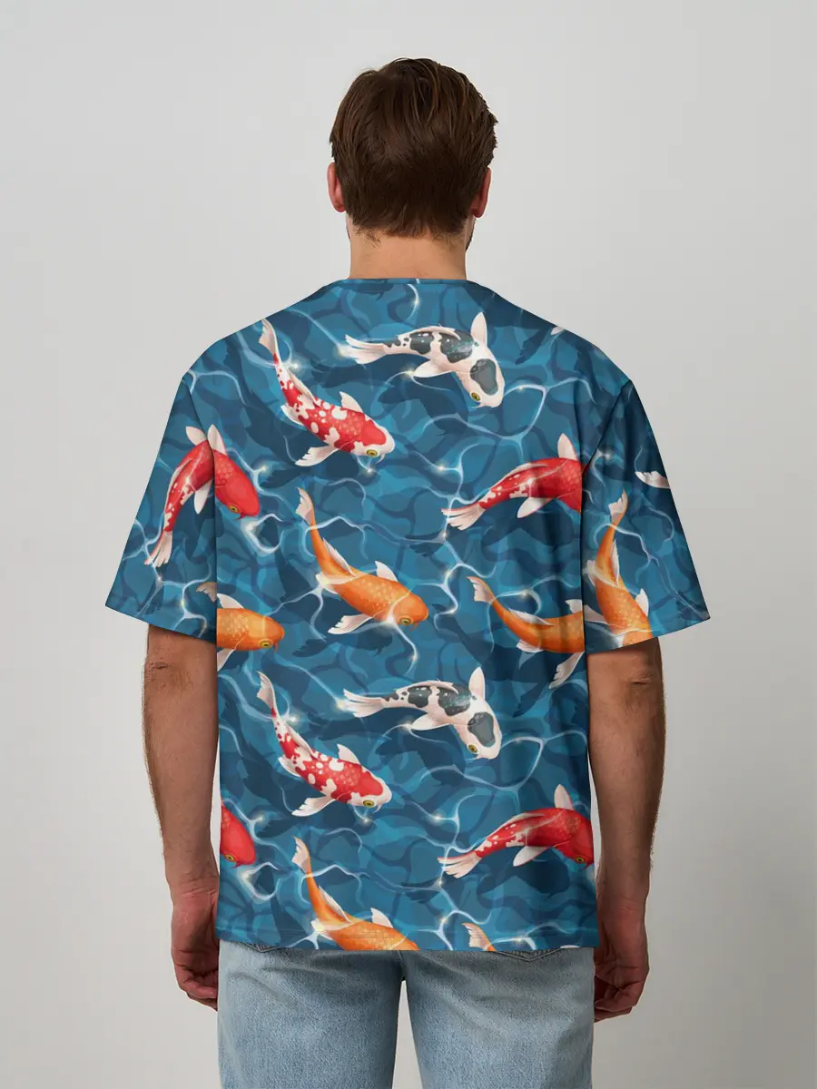 Мужская футболка оверсайз / Японские карпы
