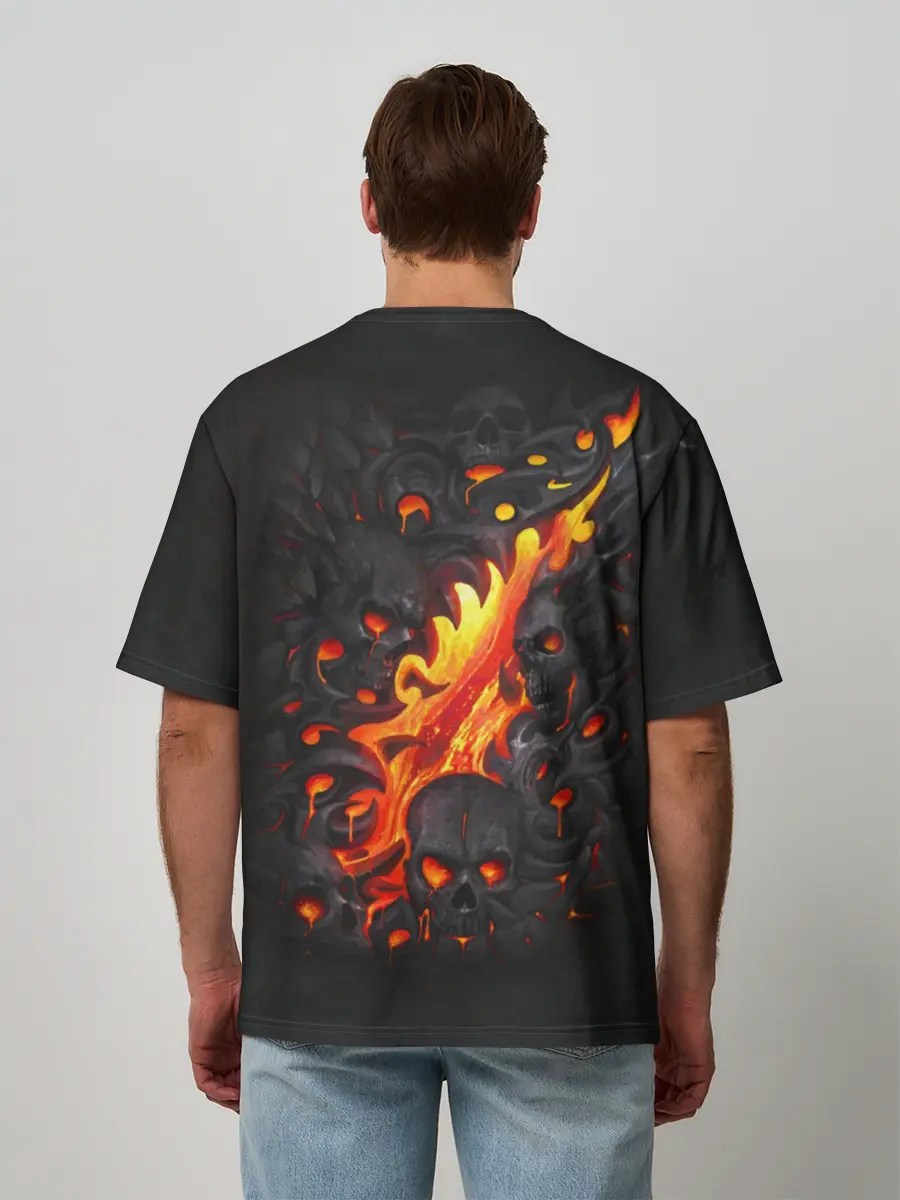Мужская футболка оверсайз / Skull Lava