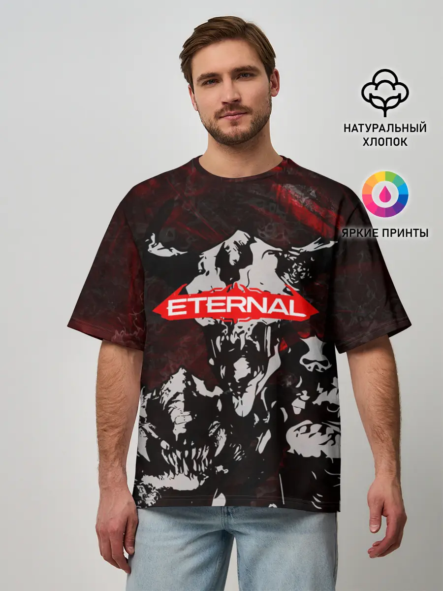 Мужская футболка оверсайз / DOOM ETERNAL DEMONS