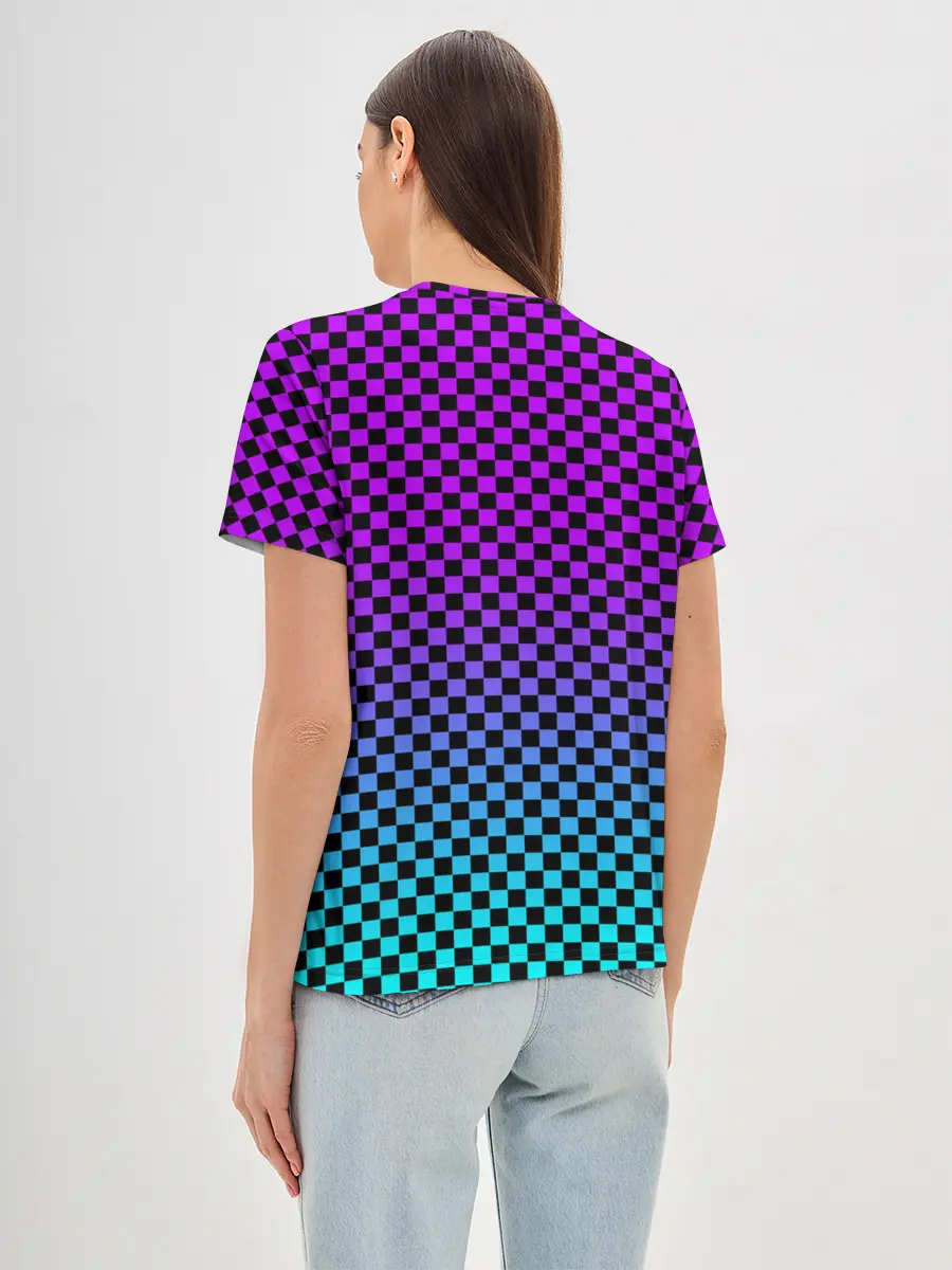 Женская базовая футболка / НЕОНОВАЯ ШАХМАТКА