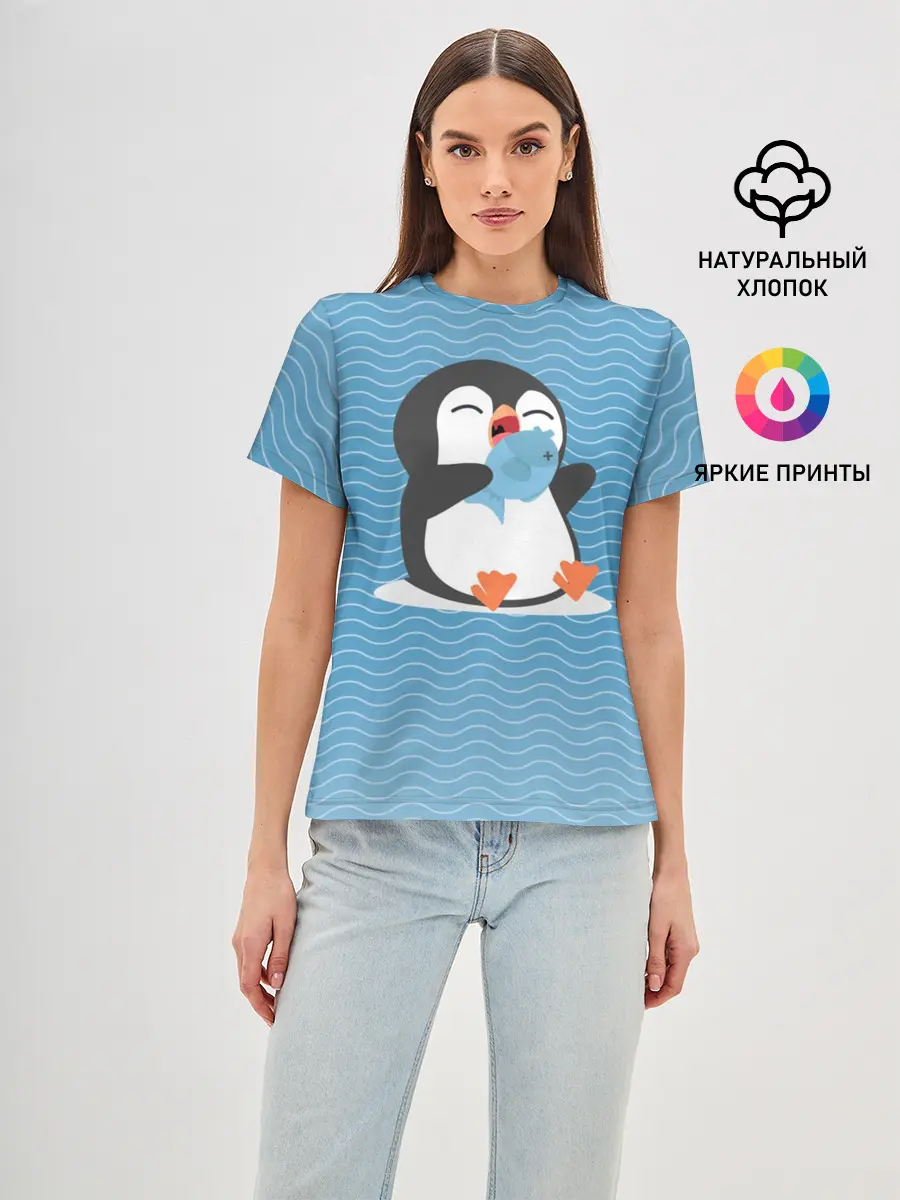 Женская базовая футболка / Пингвин
