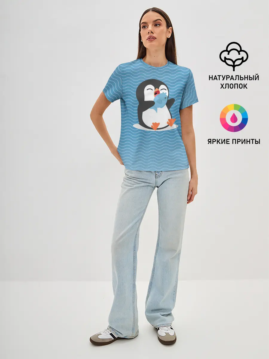 Женская базовая футболка / Пингвин