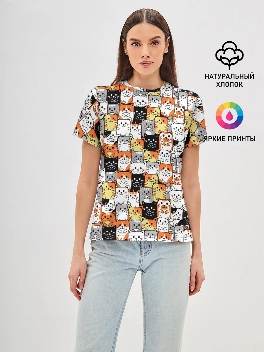Женская базовая футболка / Котики