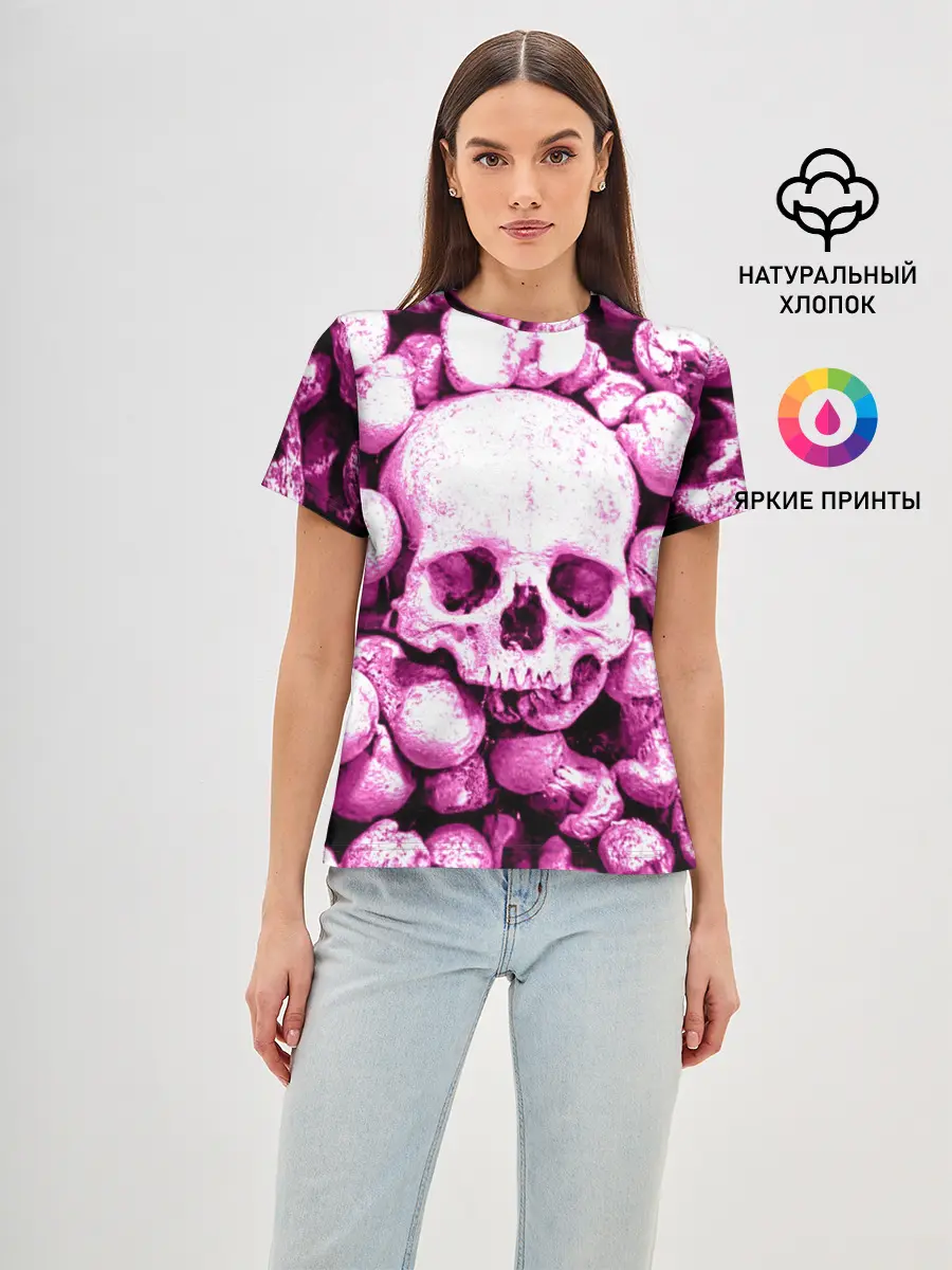 Женская базовая футболка / череп