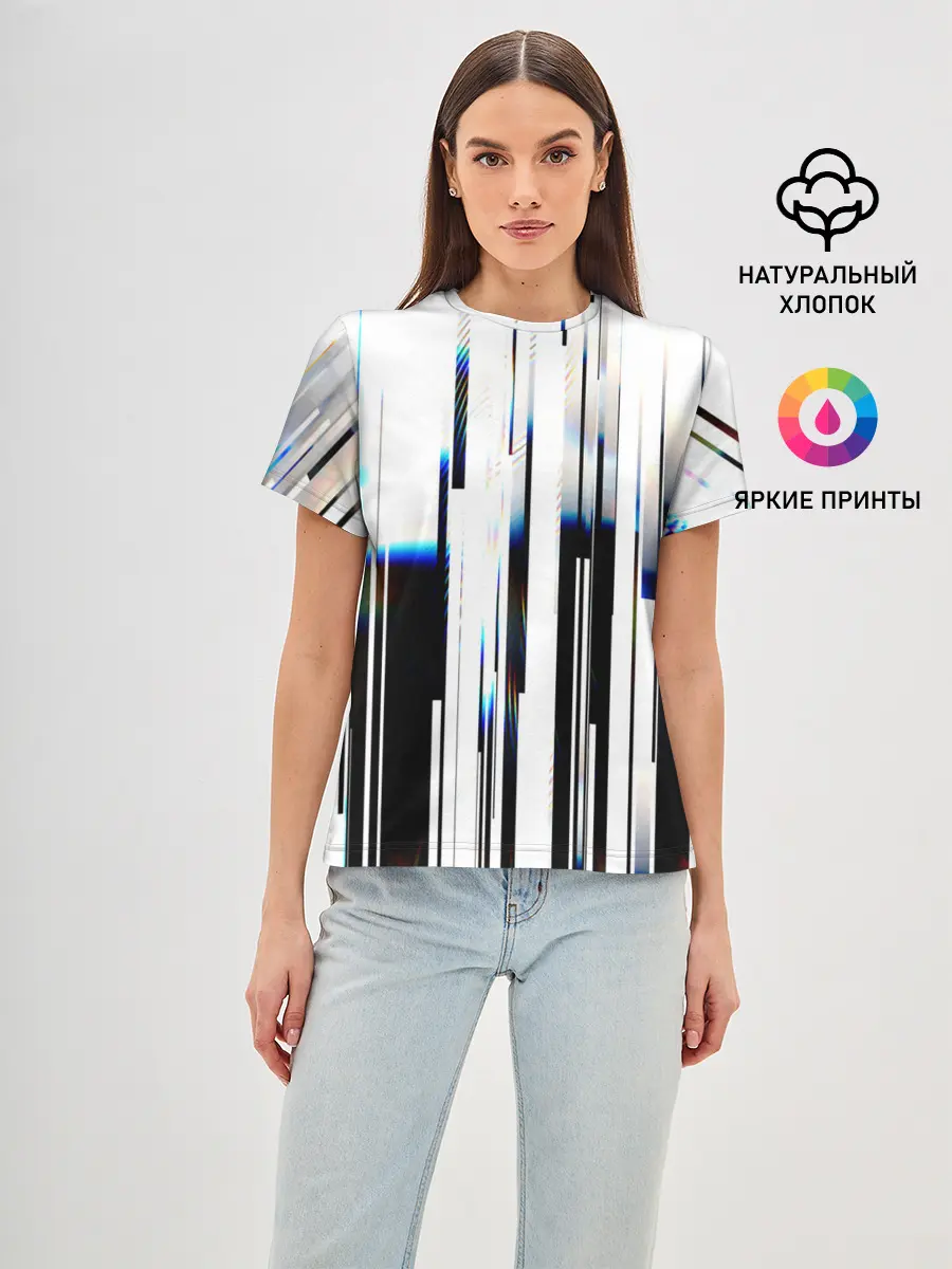 Женская базовая футболка / Абстракция Глитч