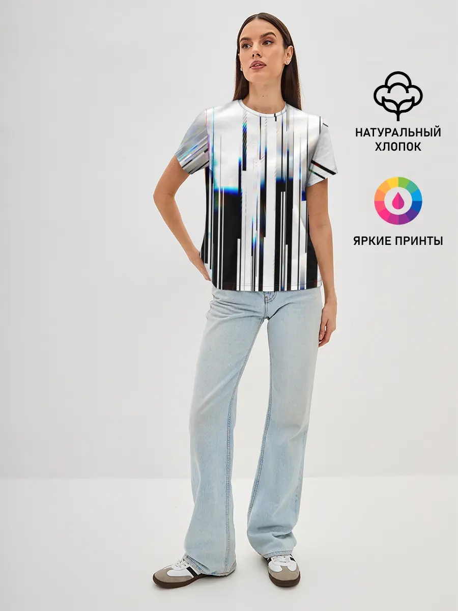 Женская базовая футболка / Абстракция Глитч