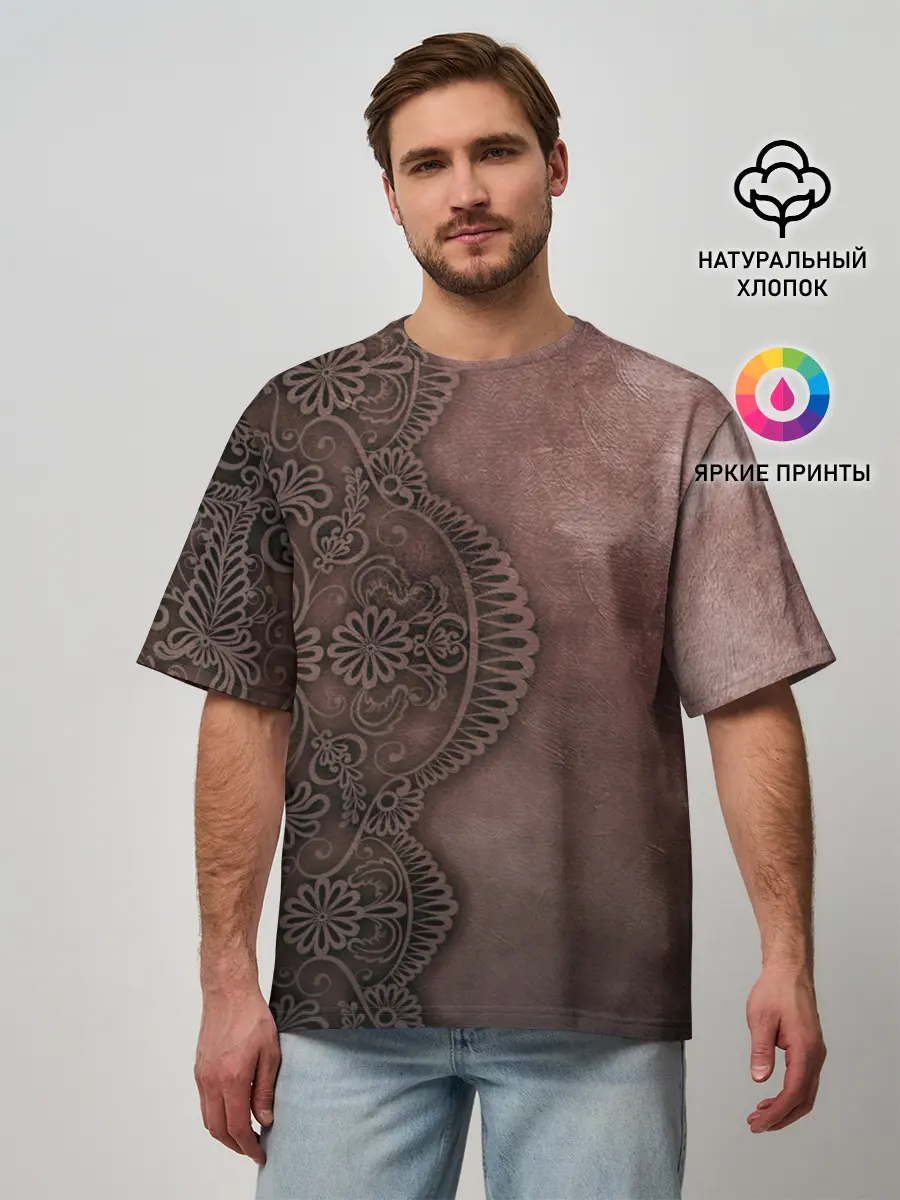 Мужская футболка оверсайз / Lace, Pattern